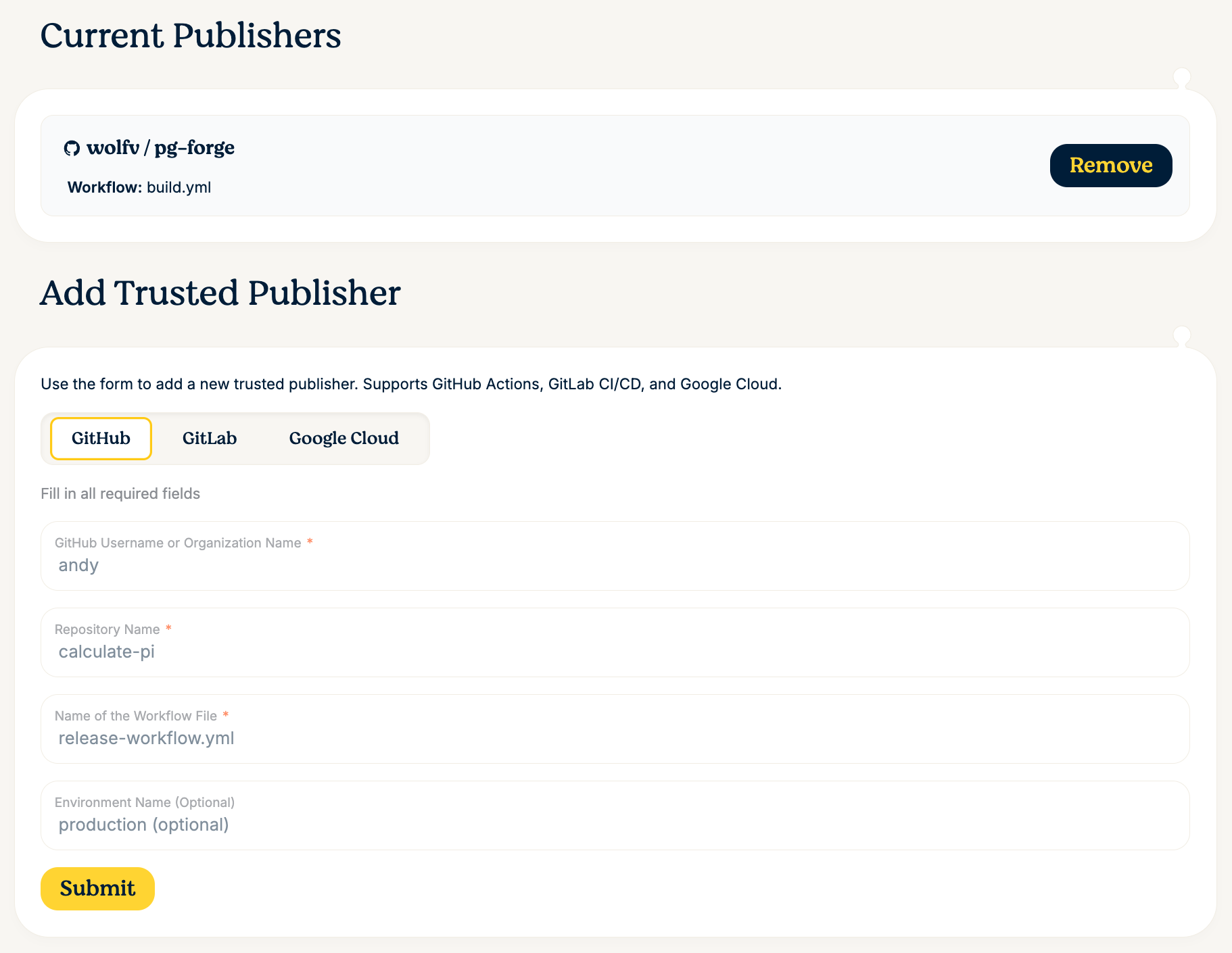 Trusted Publishing